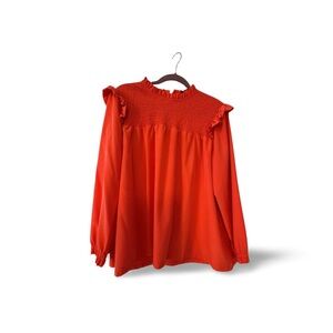 Orange flowy smocked front blouse Michelle McDowell XXL